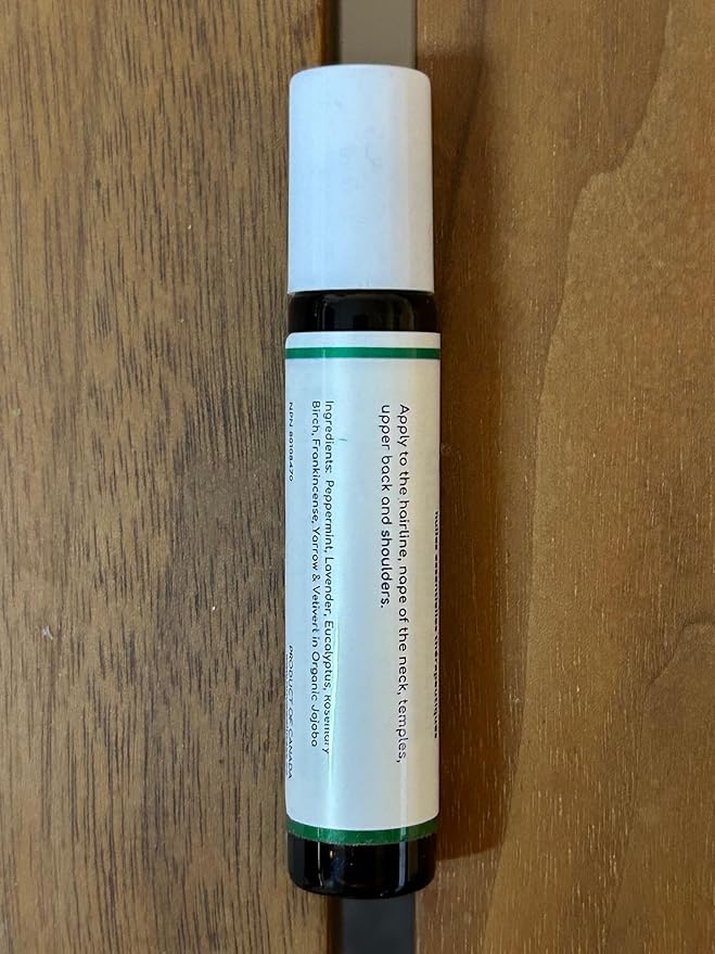 Migraine Relief Roll-On, Made with Peppermint, Lavender, Eucalyptus, & Other Aromatherapy Essential Oils, for Headaches, and Sore Muscles