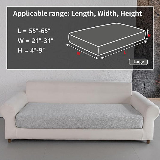 Couch Cushion Covers for Sectional Sofa, Stretch Soft Sofa Slipcovers Washable Wear-Resistant Universal Furniture Protector for Living Room(1 Piece Large Cover, Light Gray)