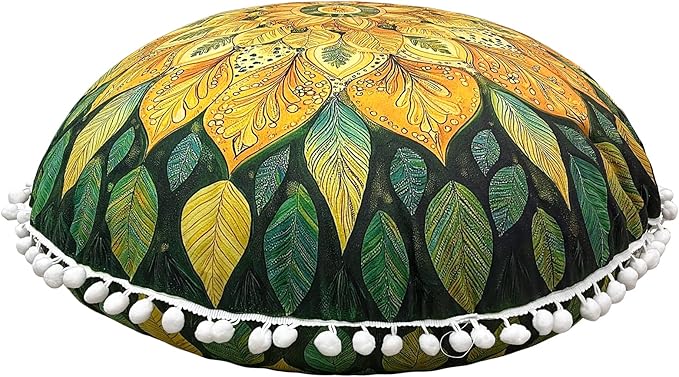 32 in Meditation Floor Cushion, Round Large Floor Pillow for Adult, Yoga Pillows for Sitting On Floor, Boho, Memory Foam Filling