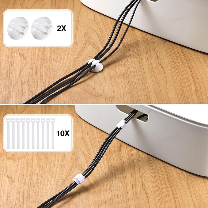Cable Management Box - Large Cord Organizer Box to Hide Power Strip & Under Desk, TV Computer Wires Cable Organizer Box with Baby Proofs, Desk Cord Organizer for Home/Office - White
