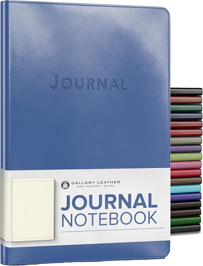 Gallery Leather Journal Notebook - 192 Pages, Softcover, For Men and Women, For Writing, Work & Travel, Handcrafted - Acadia Hydrangea - 8 x 5.5, Desk Lined
