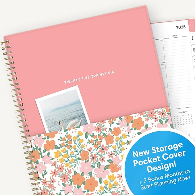 Blue Sky 2025-2026 Academic Year Weekly and Monthly Planner Calendar, July 2025 - June 2026, 12-Month, 8.5" x 11", Flexible Cover With Pocket, Wirebound, Storage Pocket, Catira