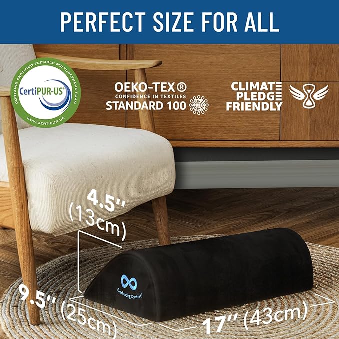 Foot Rest for Under Desk at Work - Memory Foam Office Foot Stool & Under Desk Footrest Leg Elevation Pillow for Gaming & Home Office, Supports Posture