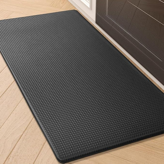 Color&Geometry Anti Fatigue Cushion Kitchen Mat for Floor -17"x29",Easy Clean, Water & Oil Proof, Anti Slip, Foam Rubber Runner Rug for Front Sink Comfort Standing,Black