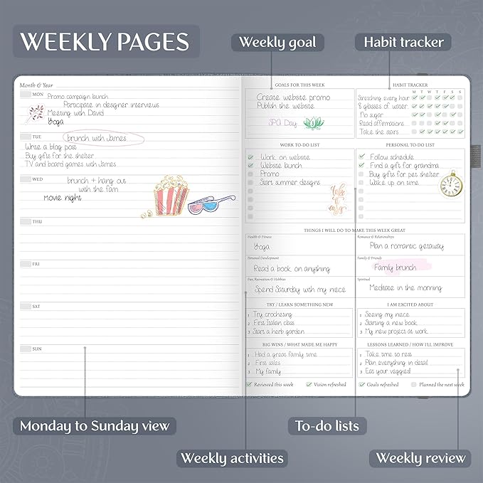 Legend Planner PRO Premium – Large Undated Weekly, Monthly & Budget Planner with Habit Tracker – Life Organizer for Time & Task Management, Goal Setting & Productivity – A4 size (Mystic Gray)