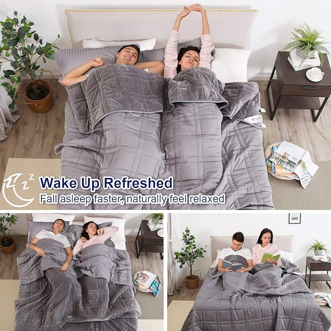 King Size Weighted Blanket 40lb(88 inch x104 inch , Double-Sided), Warm Short Plush and Cool Tencel Fabric Reversible Weighted Blanket for All Season Use, King Size for Couple - Carry Bag Included