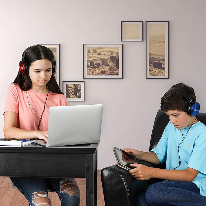 Classroom Headphones Bulk 5 Pack, Student On Ear Color Varieties, Comfy Swivel Earphones for Library, School, Airplane, Kids, for Online Learning and Travel, Noise Stereo Sound 3.5mm Jack (Black)