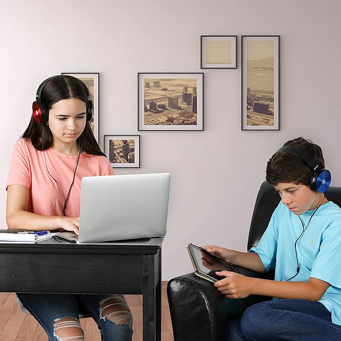 Classroom Headphones-Bulk 25-Pack, Student On Ear Comfy Swivel Earphones for Library, School, Airplane, Kids-for Online Learning and Travel, HQ Stereo Sound 3.5mm Jack (Black Set)