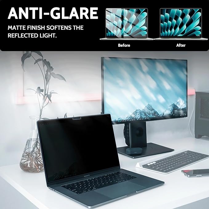 Magnetic 360° Privacy Screen for Macbook Air 13.6/13 Inch (2022-2025, M2, M3, M4), Removable Matte Anti Glare Blue Light Protector 4 Way Private Security Filter for 13.6" Mac Laptop Computer