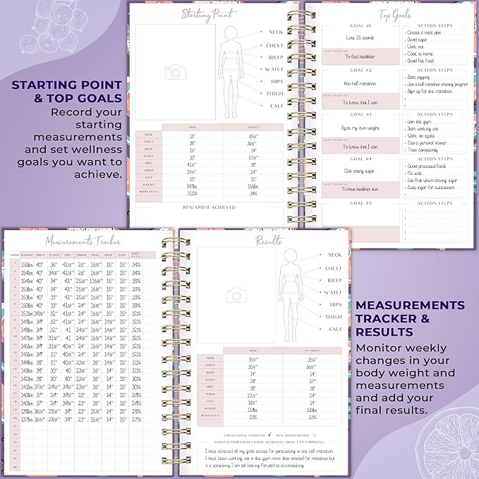 PLANBERRY Food Journal Premium – Nutrition Planner – Diet & Calorie Tracker – Meal & Exercise Diary – Weight Loss Journal (Tropical Fresh)