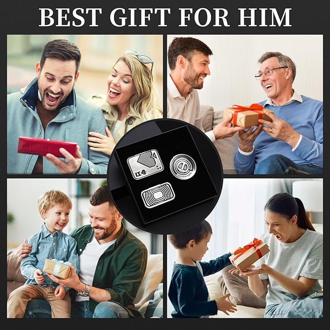 Metal Fidget Slider Gift Pack, EDC Fidget Toy for Adults, Home Office Executive Desk Toy Stress Relief Toy, Ideal Gifts for ADHD, ADD & Autism (Silver)