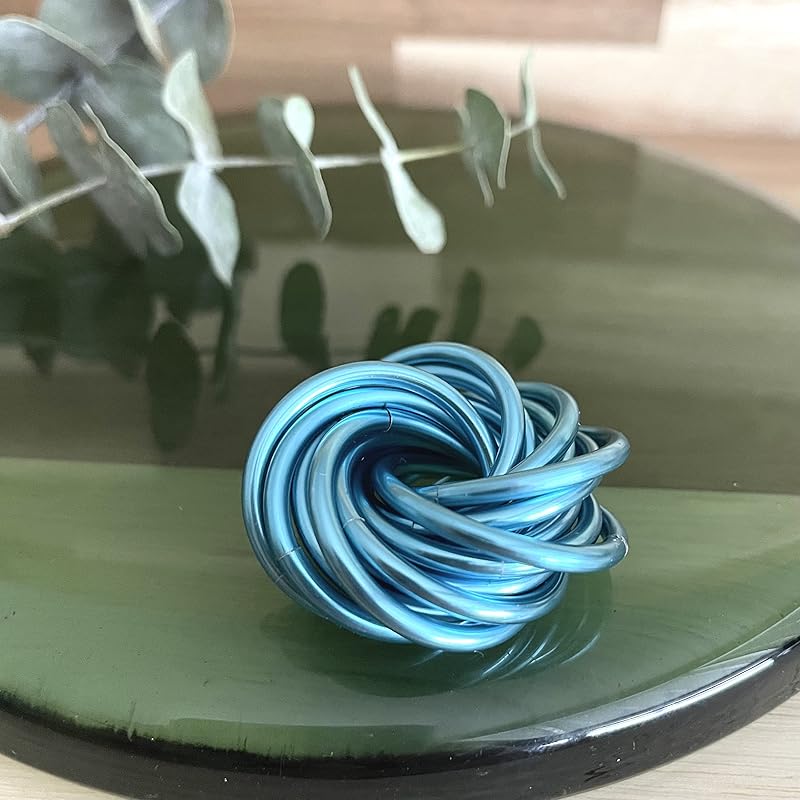 Möbii Fidget Ball (Solid Color): Quiet Mobius ADHD Anxiety Stim Stress Relief Toy Tool for Home Travel Office or Desk (Medium, Half, Crystal Blue)
