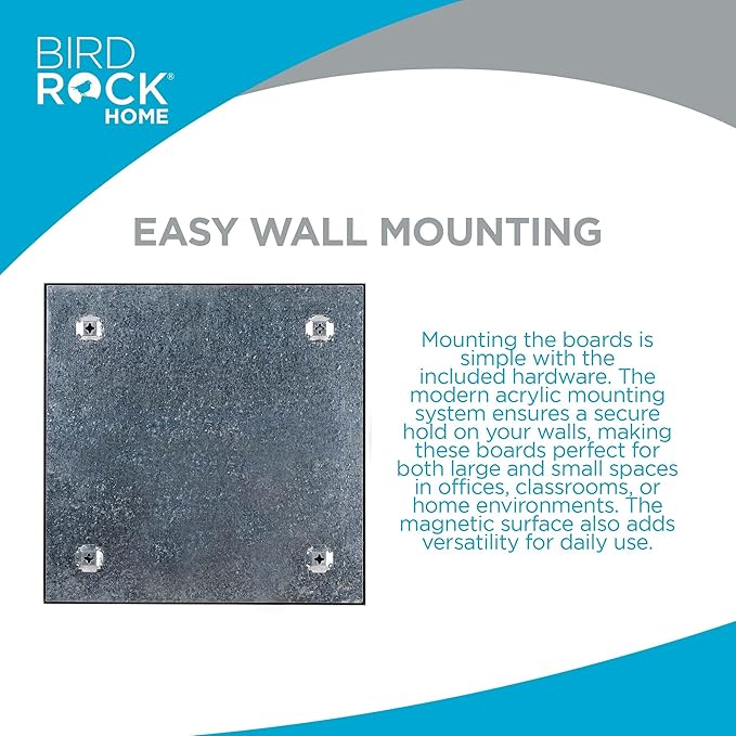 BIRDROCK HOME Magnetic Glass Dry Erase Board – Frameless Whiteboard for Office, Home, Classroom – Writing and Drawing Board with Magnets, Markers and Holders – Modern Acrylic Mount – White - 2 Pack