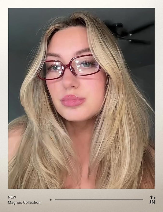 TIJN Olisa Blue Light Blocking Glasses for Women Men,Oval Glasses Frame Bluelight Glasses for Gaming/Computer/Screen