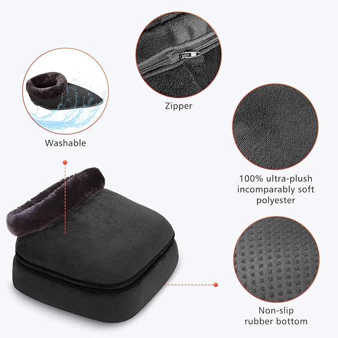 COMFIER Foot Warmer Massager,Gifts for Women,Men,Shiatsu Foot Massager with Heat, Electric Heating Pad for Back Feet,Back Massager for Pain Relief(Black)