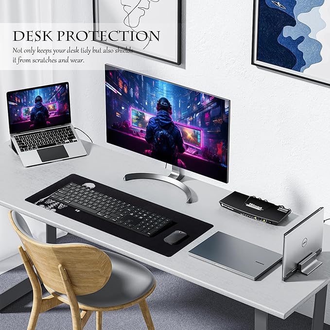 ALOANES Waterproof Mouse Pad with Durable Stitched Edge, Large Gaming Keyboard Pad, Non-Slip Rubber Base, Extended Desk pad for Gamer, Office & Home, Left Skeleton Mousepad 27.6''x 11.8''x 0.12''