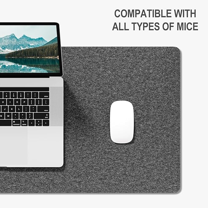 Auhoahsil Felt Desk Mat, Minimalist Large Mouse Pad XXL 35.5 x 15.7 in, Desk Matt for Desktop, Keyboard, Laptop, Computer, Office, Work from Home, Gaming, Gray