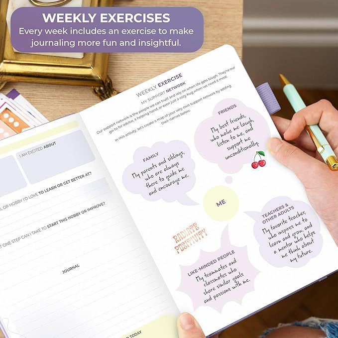 Clever Fox Empowering Journal for Teen Girls – Guided Self-Love Diary with Prompts – Gratitude & Manifestation Notebook, Teenage Gifts (Lavender)