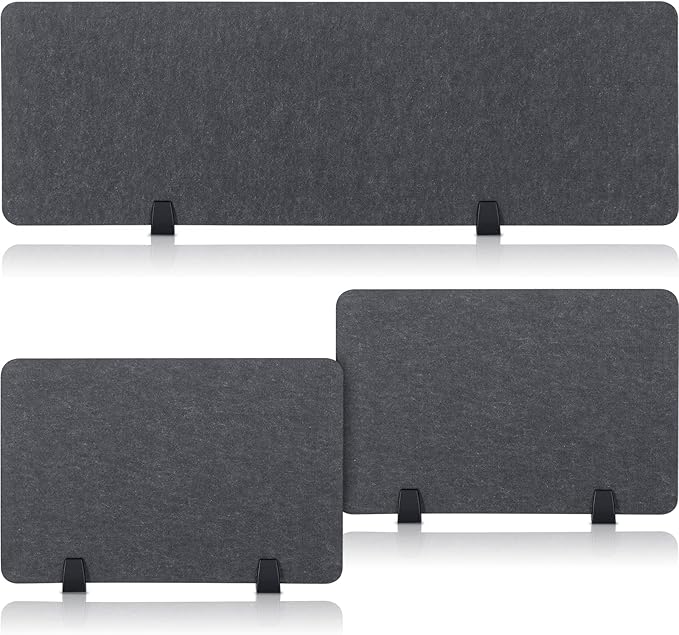 Yaomiao 3 Pcs Acoustic Desk Divider Soundproof Desk Privacy Panel Freestanding Desk Partitions Sound Absorbing for Students Office Reduce Noise Visual Distractions (47.3 x 16", 24 x 16", Dark Gray)