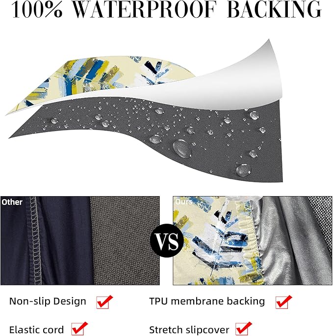 8Pcs Stretch Patio Cushion Covers Outdoor Cushion Cover, Jacquard Stretch Cushion Covers, Cover Replacement, Outdoor Sofa Covers, Washable Furniture Couch Cushion Cover (Yellow Maple)