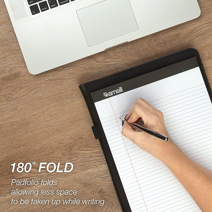 Samsill Two-Tone Padfolio, Resume Portfolio, Business Portfolio, with 8.5 x 11 Writing Pad, Gray & Black