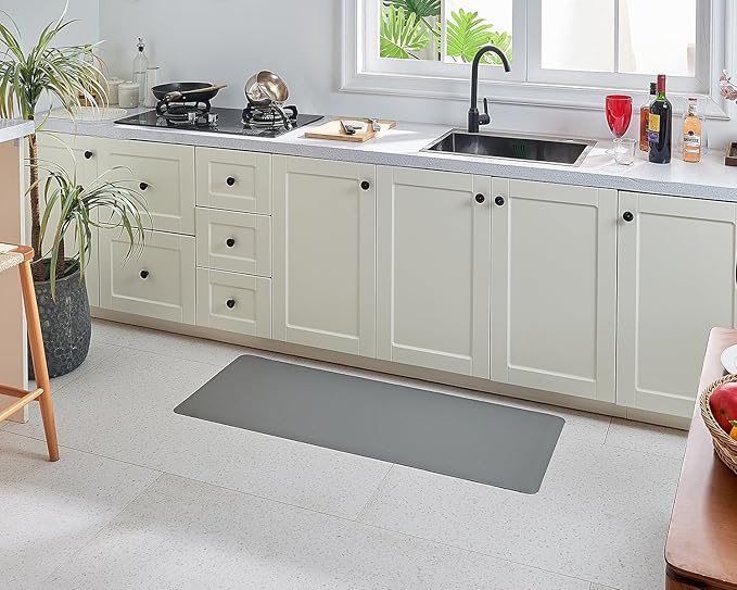 Anti Fatigue Kitchen Rugs Kitchen Mats for Floor,Cushioned Non-Slip Waterproof Ergonomic Comfort Rug Standing Mat for Kitchen,Doing Dishes,Floor,Home,Office,Sink,Laundry,Grey,17.3"x47.2"