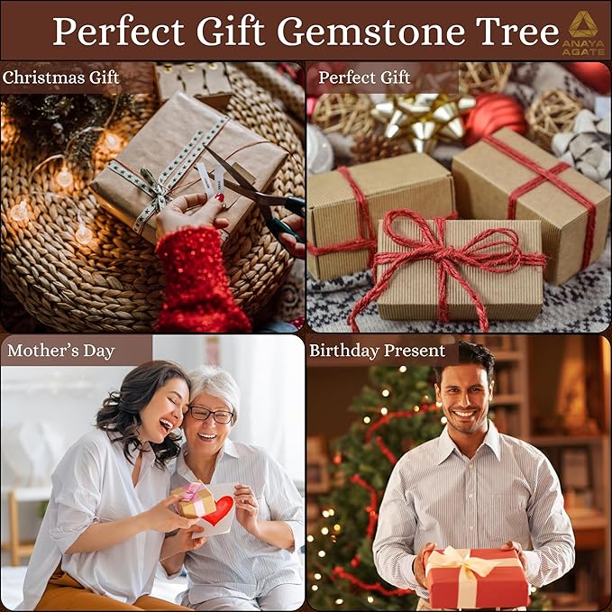 7 Chakra Crystal Tree of Life Handmade Gemstone Bonsai for Home Office Desk Decor, Feng Shui Money Tree for Healing, Protection, Wealth, Luck, Positive Energy, Spiritual Gifts for Women Mom