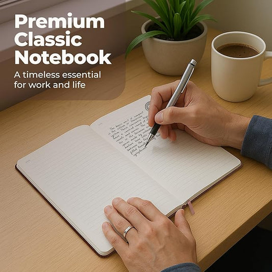 Lined Leather Bound Journal Notebook, A5 Hardcover - Brown 5.8x8.3" - Thick 300 Pages College Ruled Paper Journals for Men and Women - Personal and Professional Note Book for Writing & Journaling