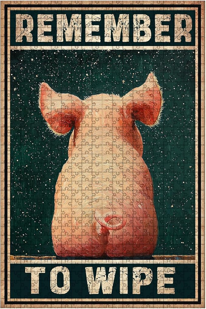 1000 Piece Wooden Jigsaw Puzzle Remember to Wipe Adults & Kids Educational Family Game Stress Relief Brain Teaser to Improve Memory & Cognitive Skills 29.5x19.7 Inch