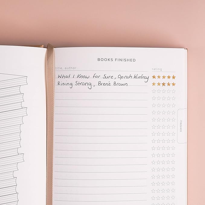 KUNITSA CO. Reading Journal for Avid Readers (104 reviews). Gift for Book Lovers. Review and Track Your Reading (Blush, Avid Reader Edition)