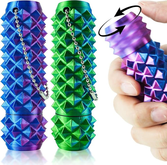 2 Pcs Pain Fidget Toys for Adults, 3D Printed Rotating Spiky Grippie Sensory Stress Relief Toys, Novelty Gifts for Friends Family