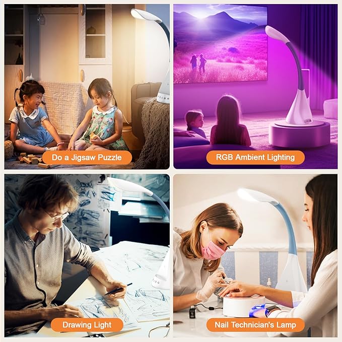 LED Touch Screen Control Desk Lamp, 50 Watt Smart Wireless Fast Charging, 360° Gooseneck Adjustment, 9Amplified Lighting Modes, 5 RGB Scents, Home Office, Reading, Architects Task Lamps