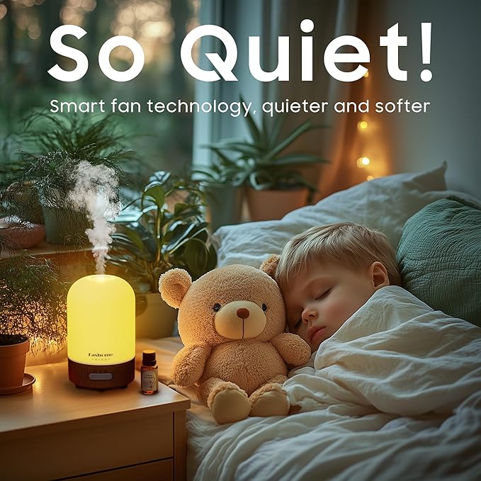 Essential Oil Diffuser, 100ml Ultrasonic Aromatherapy Humidifier, 6 in 1 Quiet Diffuser with Auto Shut-Off Function, Small Essential Oil Vaporizer（White）