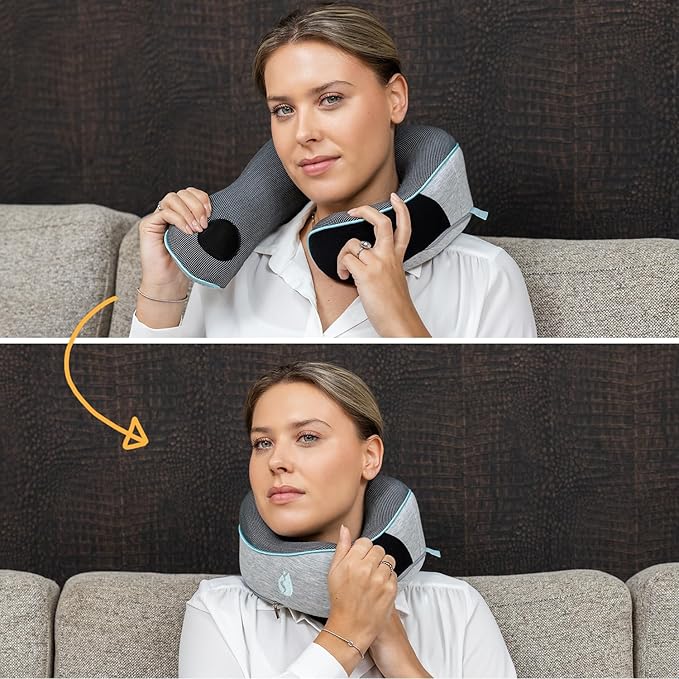 Travel Pillow - Airplane Neck Pillow with 360° Support - 100% Pure Memory Foam Flight Pillow for Sleeping on Airplanes - Travel Neck Pillow for Traveling