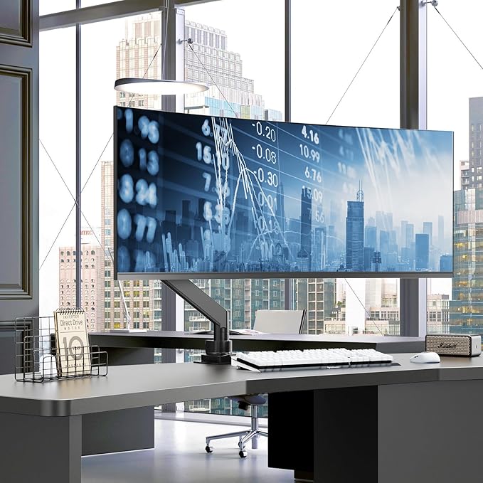 PUTORSEN 17-57 Inch Ultrawide Monitor Arm and TV Desk Mount,up to 59.4 lbs, Premium Aluminum Single Monitor Arm Desk Mount with Gas Spring, Steel Reinforcement Plate, VESA 75x75 to 200x200