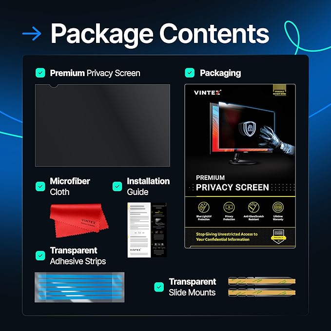 VINTEZ [2 Pack] 23.6 Inch 16:9 Privacy Screen for Computer Monitor and Laptop - Anti Glare Protector Film Blue Light Filter Eye Protection - Computer Screen Privacy Shield