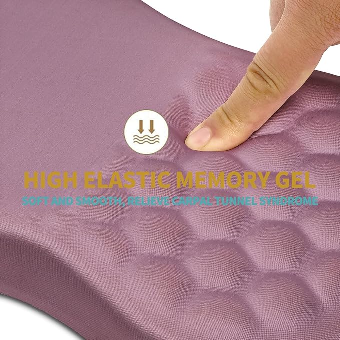 Hokafenle Ergonomic Mouse Pad Wrist Support with Massage Design, Wrist Rest Pain Relief Mousepad with Memory Foam&Non-Slip PU Base, Mouse Pads for Wireless Mouse & Desk (12x8 inch,Dark Pink)