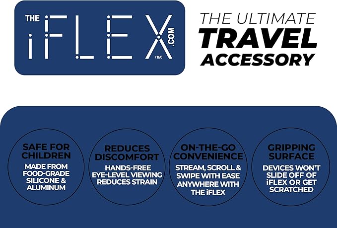 iFLEX Buddy Cell Phone and Tablet Stand Companion - Ideal for Air Travel, Work, and Home Use - Flexible Holder for All Mobile Devices - The Ultimate iPhone Cell Phone Stand Solution
