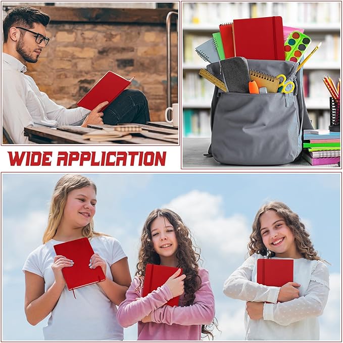 Honoson 20 Pack Lined Journal Notebooks A5 Hardcover Executive Notebook 5.5" x 8.3" PU Leather Wide Ruled Journals Bulk with Elastic Band for Home Business Office School Supplies(Red)