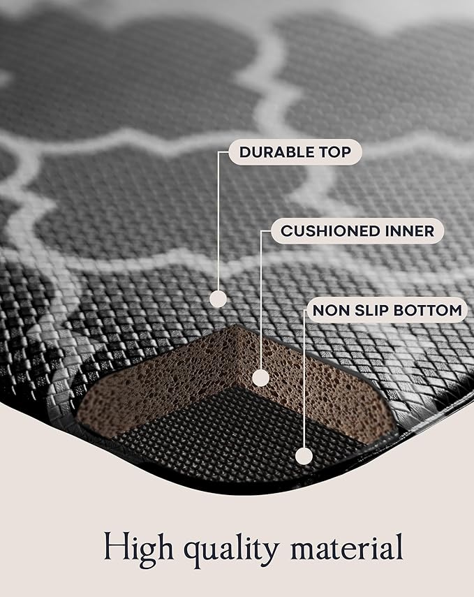 Anti-Fatigue Kitchen Mat Set – 2-Piece Memory Foam Cushioned Mats for Standing – Black Lantern, 18×30 & 18×60, 0.4 in Thick, Waterproof, Non-Slip – Homergy