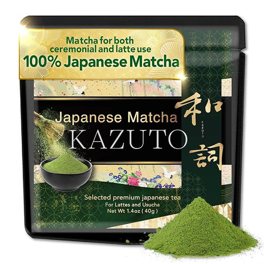 Kazuto Matcha Selected Premium Japanese Green Tea for Lattes and Usucha Superior Premium Grade Authentic Japanese First Harvest from Japan Antioxidants Unsweetned