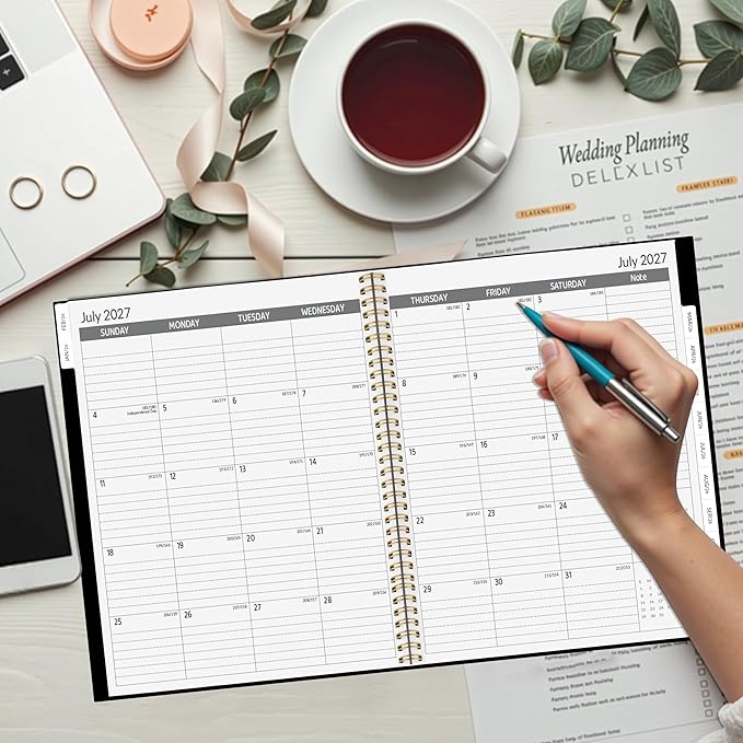 2026-2030 Monthly Planner, 5 Year Monthly Planner/Calendar 2026-2030, 60-Month Jan 2026 – Dec 2030, 9" x 11", Tabs, Double-Side Pocket, Holidays, Thick Paper - Black