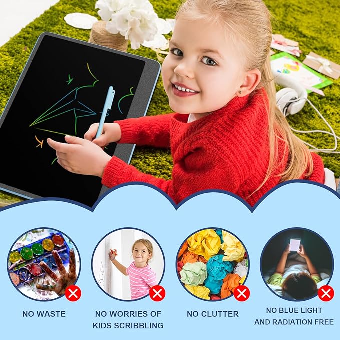 16 Inch LCD Writing Tablet for Kids [Upgraded], High Brightness Colorful Doodle Board, Eye Protection Drawing Tablet, Learning Gift and Education Toy for 3-8 Years Old Boys and Girls (Blue)