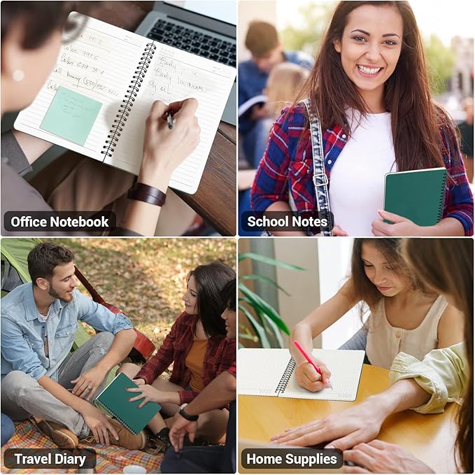 EUSOAR Hardcover Spiral Lined Notebook, A5 6 Pack 5.5" x 8.3" 120 Pages Lined Travel Writing Notebooks Journal, Students College Office Business Subject Diary Ruled Spiral Book Journal