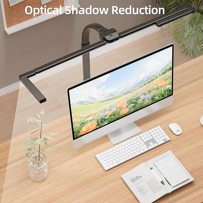 Office Home Desk Lamp,24W Super Bright Eye-Care Desk Lamp,Adjustable Gooseneck Office LED Task Light with Soft Non-Glare Lighting,Suitable for Studying,Reading (Black)
