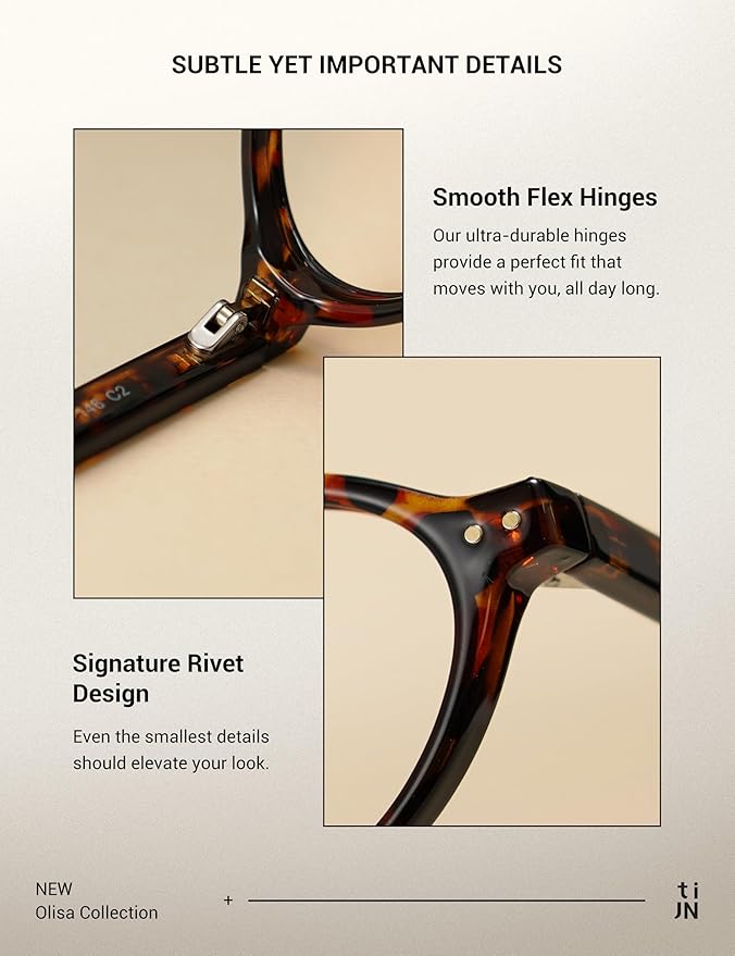 TIJN Olisa Blue Light Blocking Glasses for Women Men,Oval Glasses Frame Bluelight Glasses for Gaming/Computer/Screen