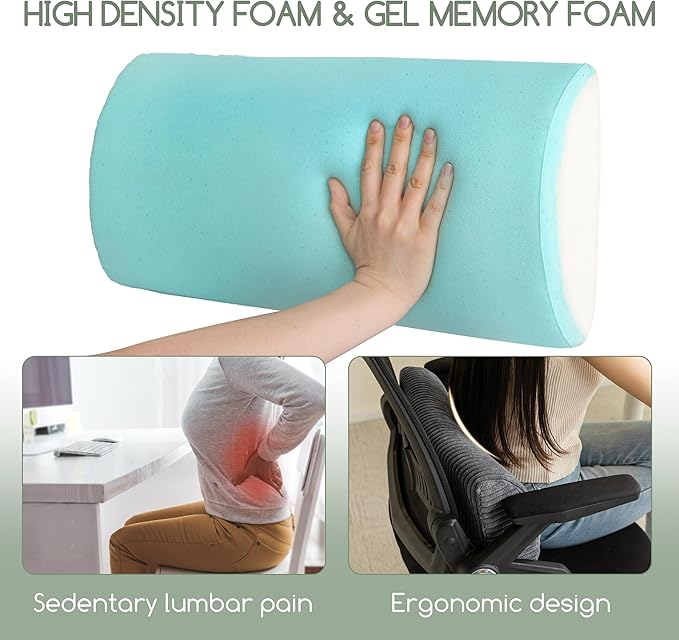 HIGOGOGO Lumbar Support Pillow for Recliner Chair/Accent Chair/Couch, Memory Foam Back Support Cushion for Elderly, Recliner Cushions for Back Rest, Pain Relief, Reading, Washable Cover, Dark Grey