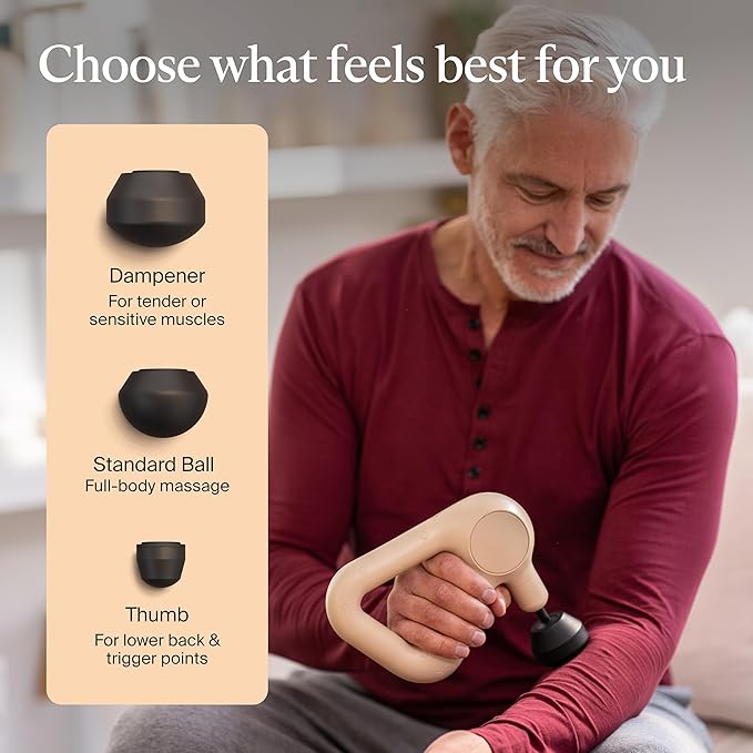 TheraGun Relief by Therabody - Easy-to-Use, Comfortable & Light Handheld Percussion Massage Gun for Everyday Pain Relief Massage Therapy in Neck, Back, Leg, Shoulder and Body (Sand)