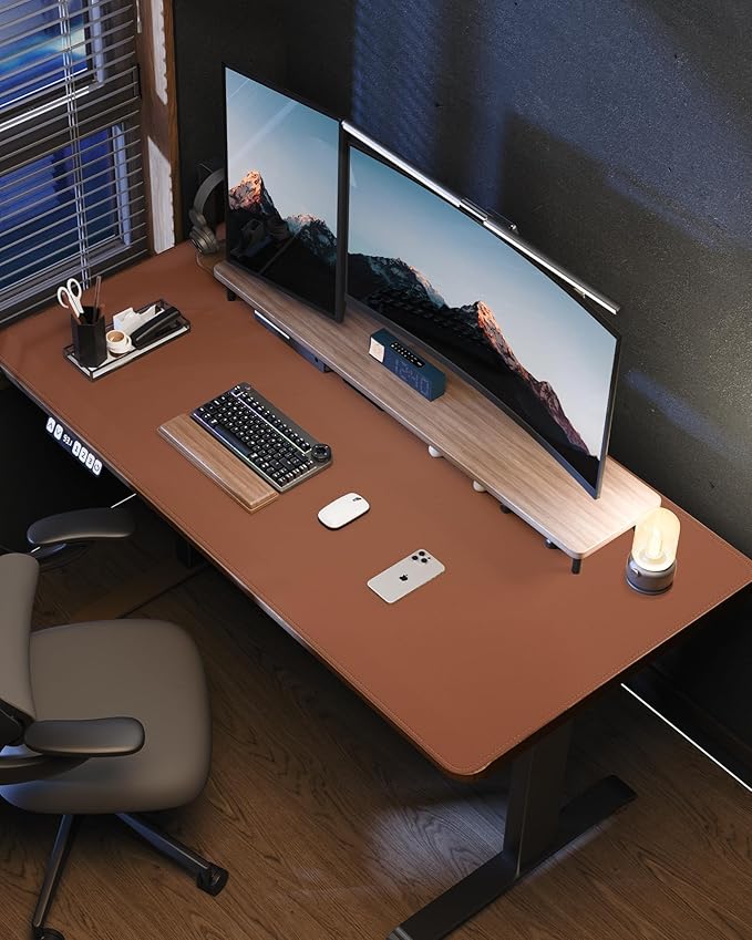 Large Desk Mat55 x24 - Premium Non-Slip Desk Pad, Waterproof and Scratch-Resistant Office Desk Protector, Large Desk pad Workspace Mat for Home and Office(Brown)