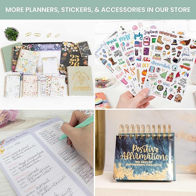 bloom daily planners HARDCOVER 2025-2026 (8.5" x 11") Academic Year Day Planner (July 2025 - July 2026) - Task Goal Organizer - Monthly & Weekly Inspirational Agenda Book - Eucalyptus, Green